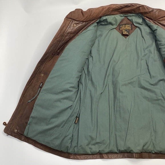 Vintage Eddie Bauer Leather Goose Down Heavy Jacket Size Large - Picture 10 of 12